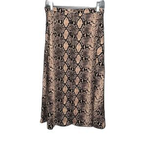 Chelsea & Theodore Snakeprint Button Split Front Midi Skirt Size 8
